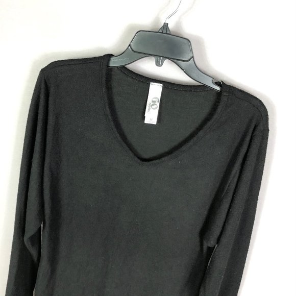 Go Couture Womens Black V Neck Sweater Mini Dress Size Medium - Picture 2 of 6